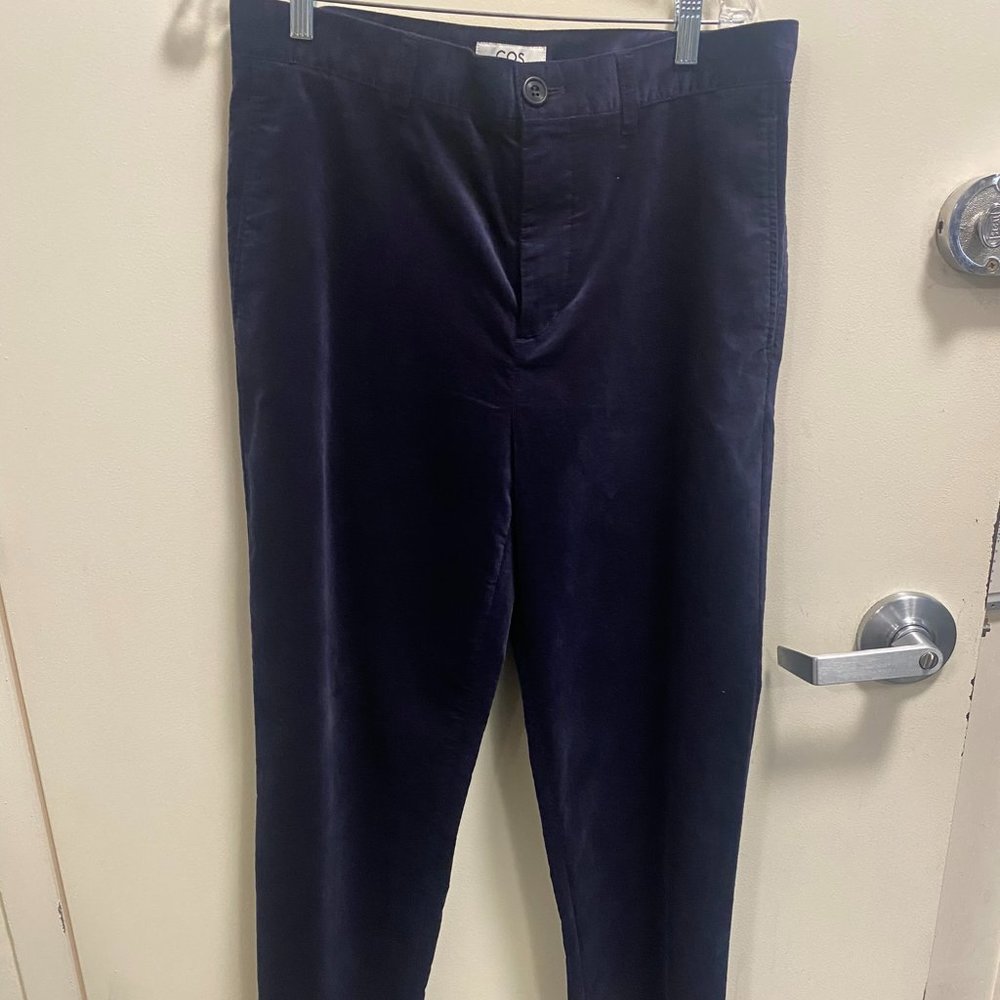 COS Navy Velvet Pant
